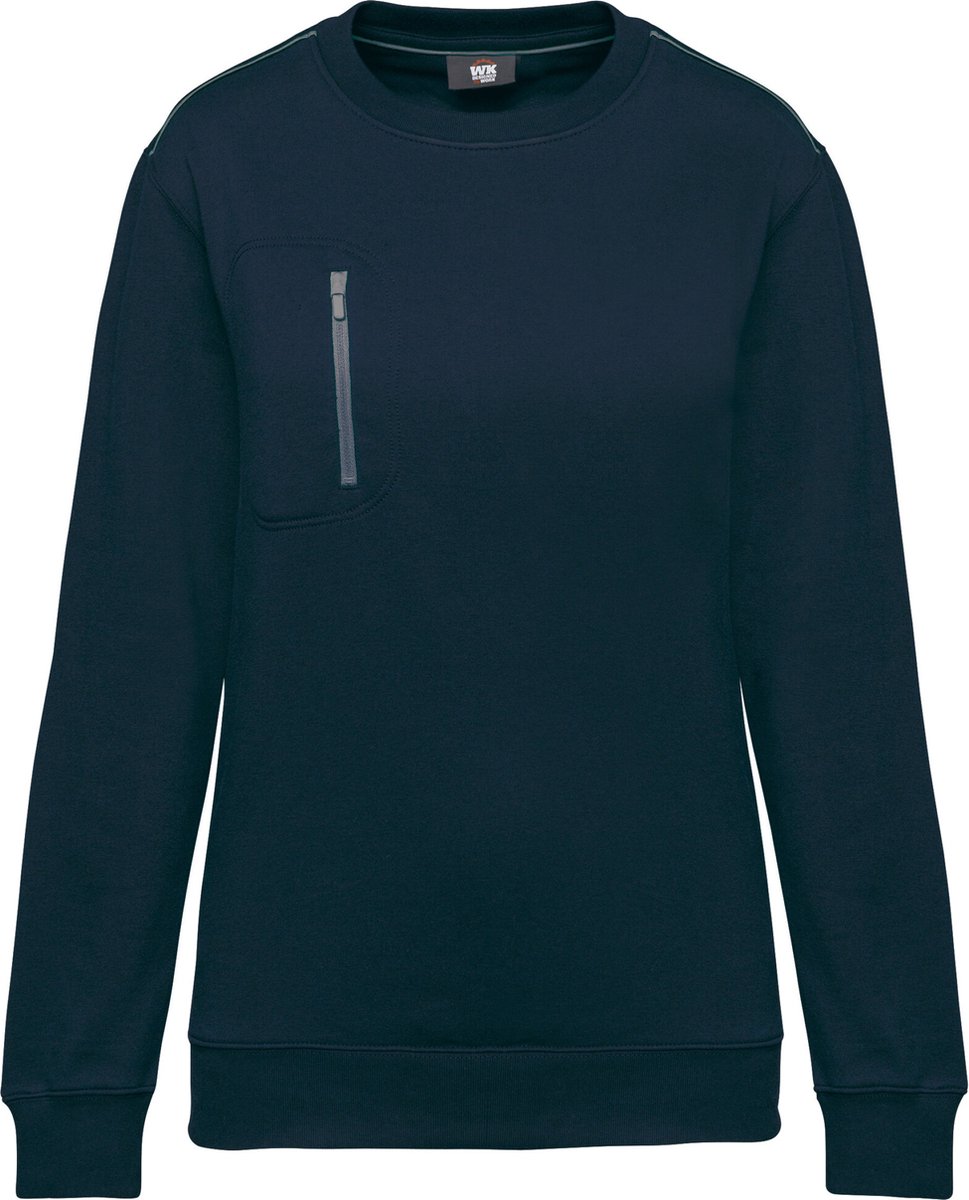 WK. Designed To Work Day To Day unisex sweater met zip contrasterende zak WK403 - Navy / Silver - XL
