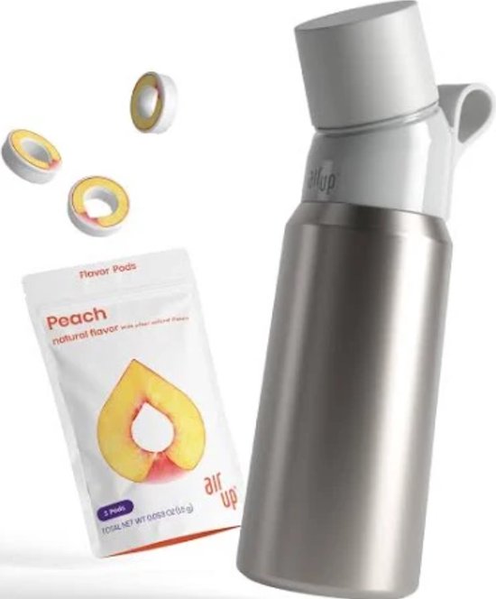 AIR UP Drinkfles van roestvrij staal Steel Pitch zwart (480 ml) 3 willekeurige pods