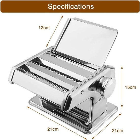 Pastamachine van roestvrij staal - handmatige pastamachine voor spaghetti tagliatelle fettuccine - 3-in-1 maker pasta roller — afbeelding 4