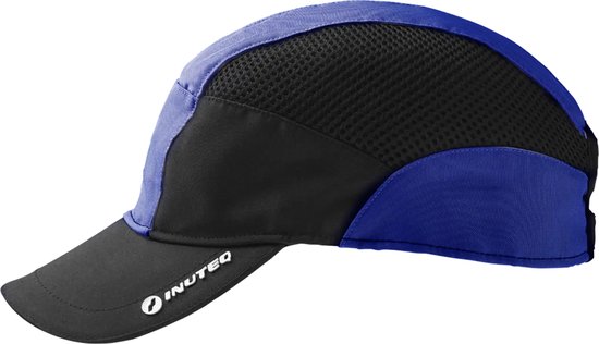 Zwarte pet met blauwe en mesh panelen. Het INUTEQ logo staat op de klep.
