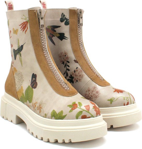 GOBY - Fleurs - Bottines - Bottines femme - Bottes femmes - Haute qualité - Fait main - Taille 42
