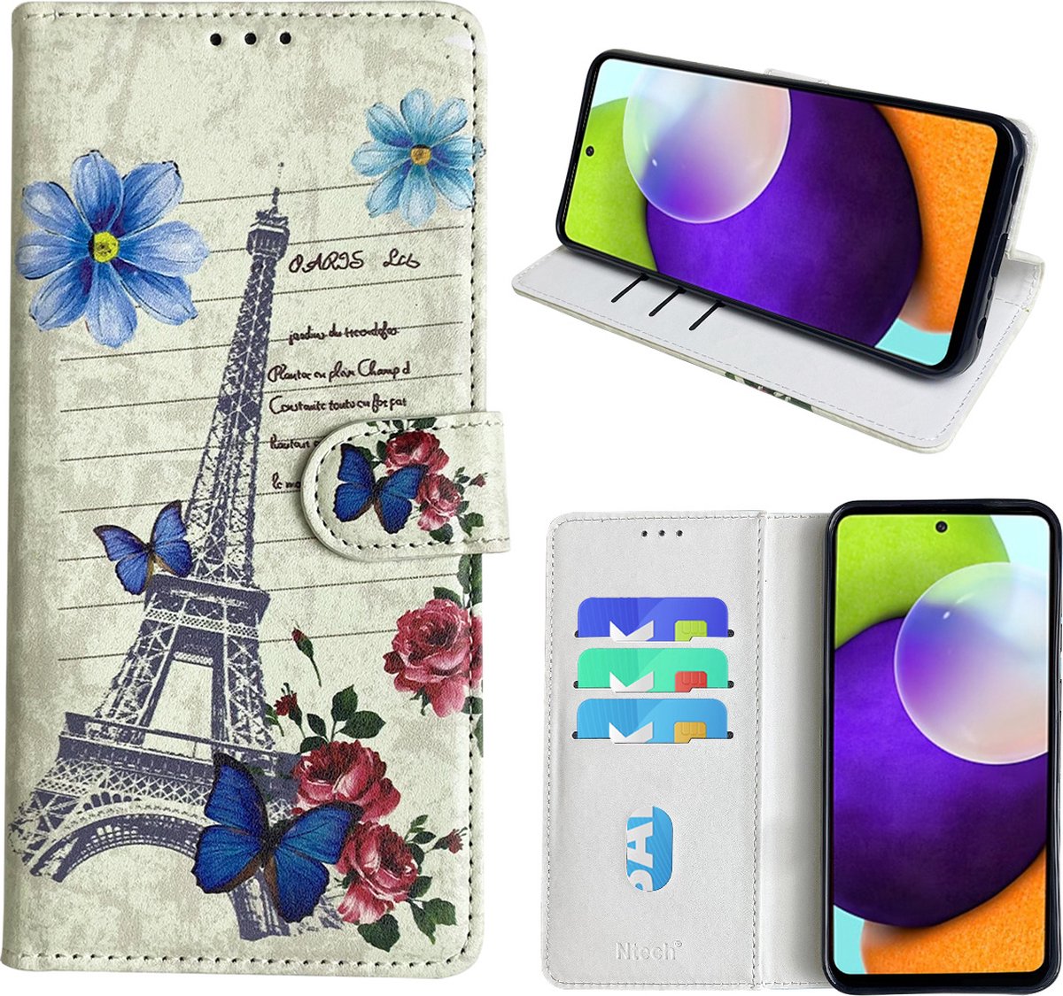 Hoesje geschikt voor Samsung Galaxy A52 Bookcase met Eiffel Toren /Parijs