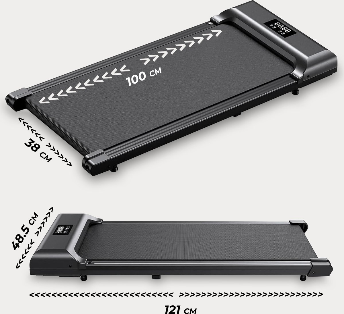 Afbeelding 3 van Fitby Loopband - Walking Pad - Wandelband - 1-8km/u - LED scherm - Zwart