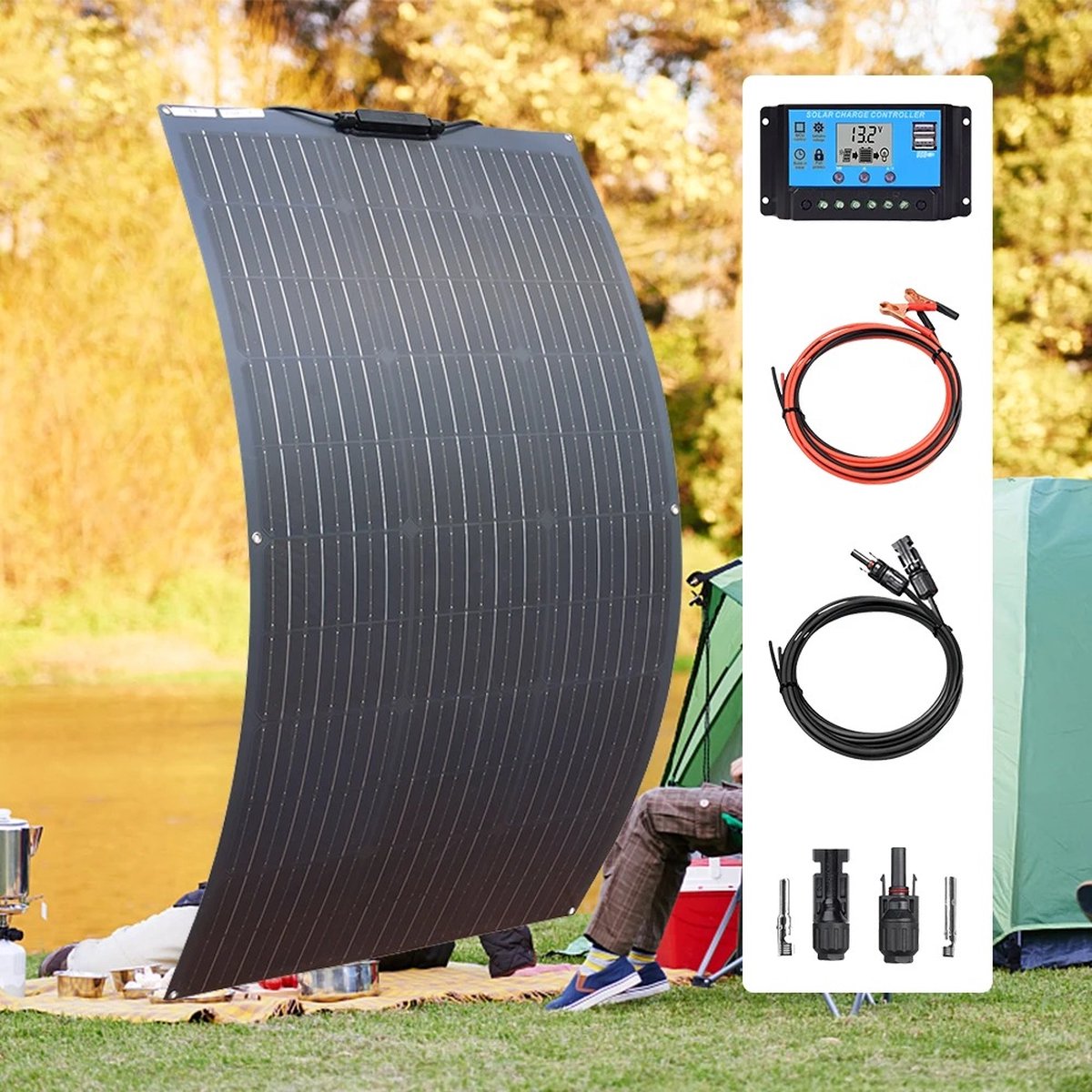 Flexibel Zonnepaneel - Compleet Pakket - 200W Solar Energy System - Buigbaar - UltraDun 3MM - Lichtgewicht - Zonnepaneel Camper