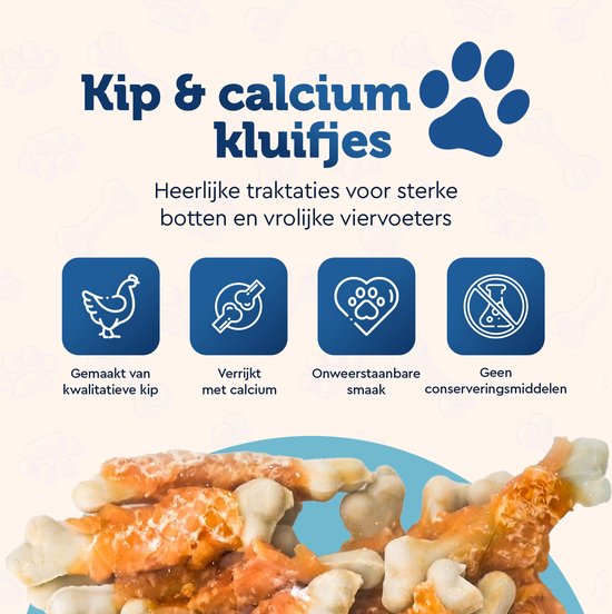 Gedroogde kip en calcium botten voor honden