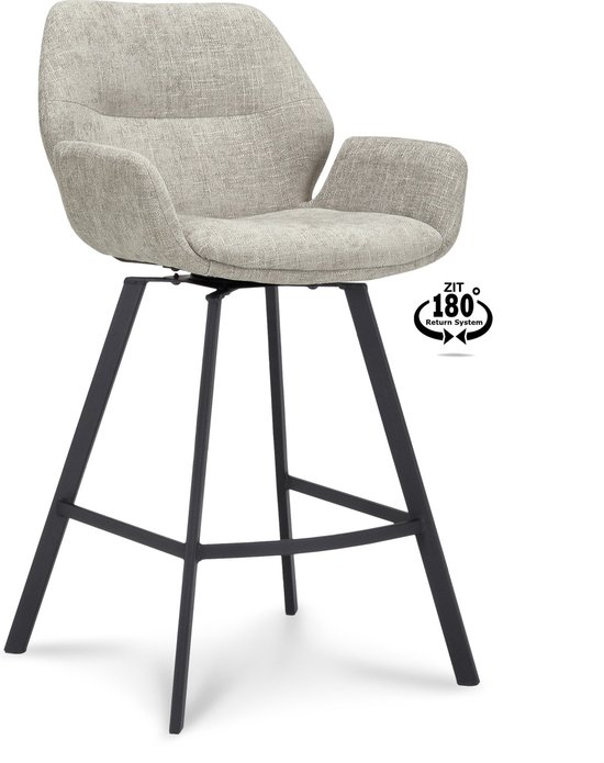 Tabouret de bar Vila - Tissu Miami Taupe - Système de retour 180°