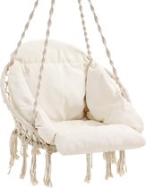 "Hanging Swing Chair with Thick Cushion Load 120 kg for Garden Balcony Living Room Patio Scandinavian Style Modern Beige"