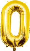 Folie ballon cijfer 0 jaar cijferballon verjaardag versiering goud 86 cm