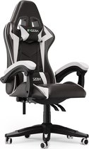 Bol.com Gamerstoel - Ergonomische gamestoel - Gamerstoel met hoofdsteun en lendenkussen - 90°-135° kantelbaar - Zwart en wit aanbieding
