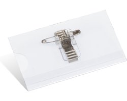 Kangaro naambadge - 40x75mm - met clip, speld en insteekkaartjes wit - doos 24 stuks - K-44100