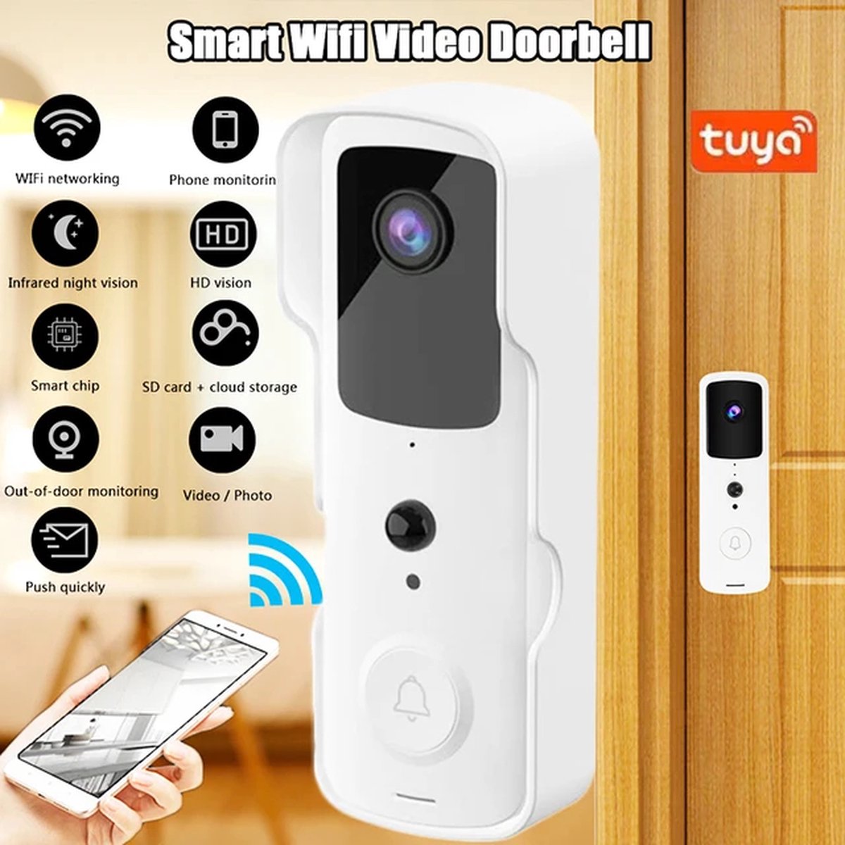 T-ring smarthome Video Deurbel V30 - WIT (incl. 2 x - afbeelding 2