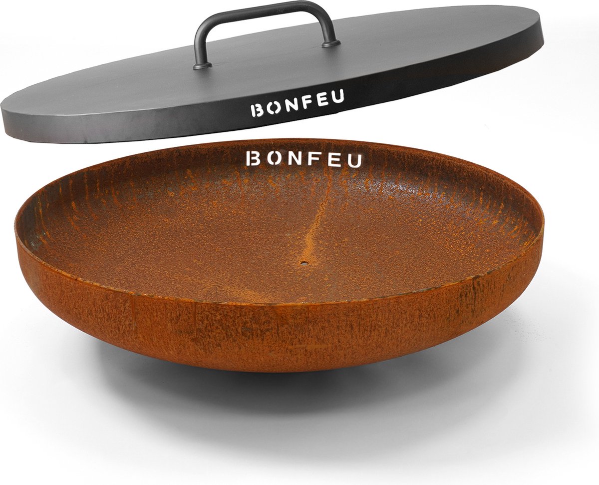 BonFeu Lid for Fire Bowl 100 cm - Black Steel - With 4 cm Rim