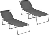 MaxxGarden Ligstoel - Ligbed - Set van 2 - verstelbare Rugleuning - Ligstoelen inklapbaar - 59 x 190cm - Grijs