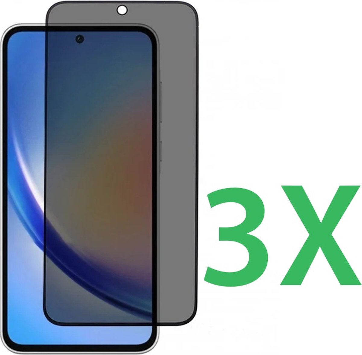Privacy Screenprotector Glas - Tempered Glass Screen Protector Anti-Spy Geschikt voor: Samsung Galaxy A53 5G - 3x beschermglas - Anti Spy - ZT Accessoires