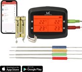 Master Knives Vleesthermometer - Digitale BBQ Thermometer Draadloos - Oventhermometer - Bluetooth met app - 4 Meetsondes - Magneet - Incl. Batterijen - 2x Grillhouder