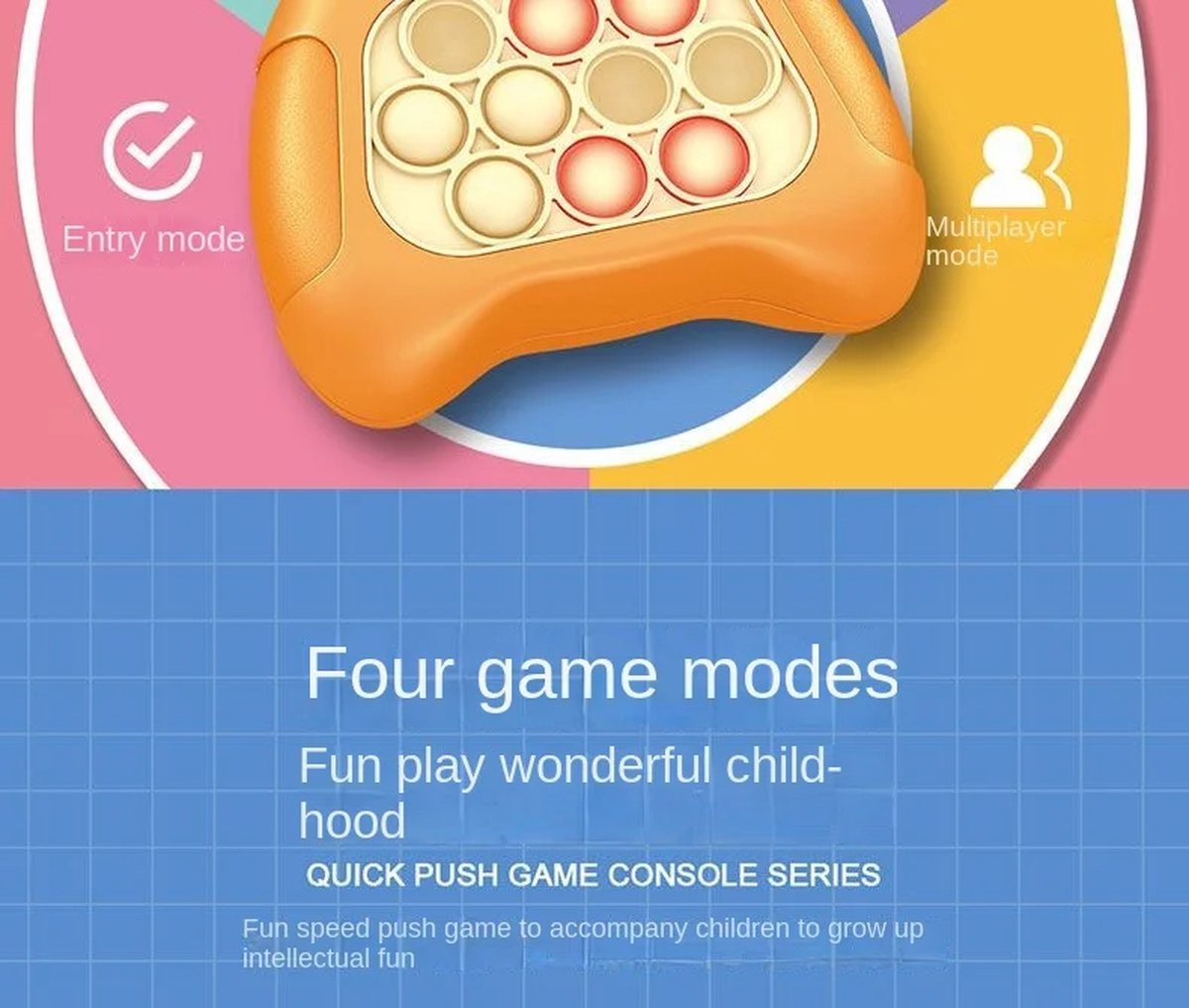 Jeu électronique Quick Push Pop – Mini Console à Bulles Lumineuse, Anti-stress, Avec 3 Modes, Pour Enfants Et Adultes
