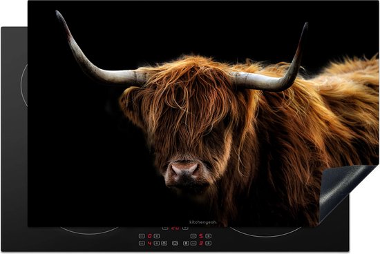 KitchenYeah® Protection plaque induction 80x52 cm - Highlander écossais - Marron - Noir - Protege plaque de cuisson - Couvre plaque induction - Protecteur d'induction - Cuisine
