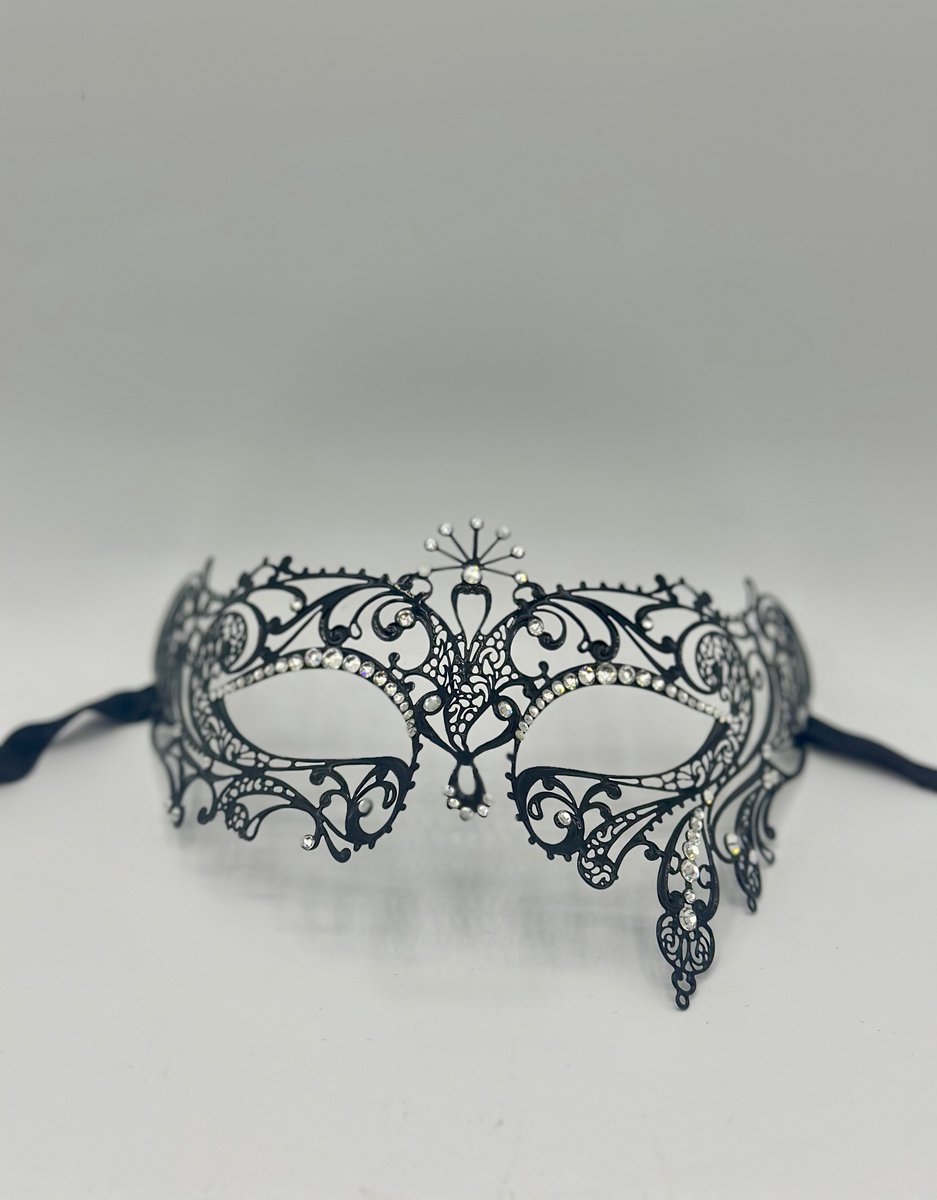 Masker met zwarte lovertjes voor volwassenen Masker met zwarte lovertjes voor volwassenen