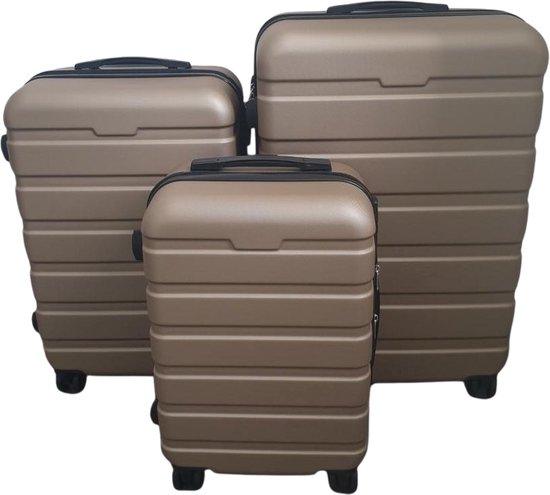 Ensemble de 3 valises rigides ABS - Champagne Or
