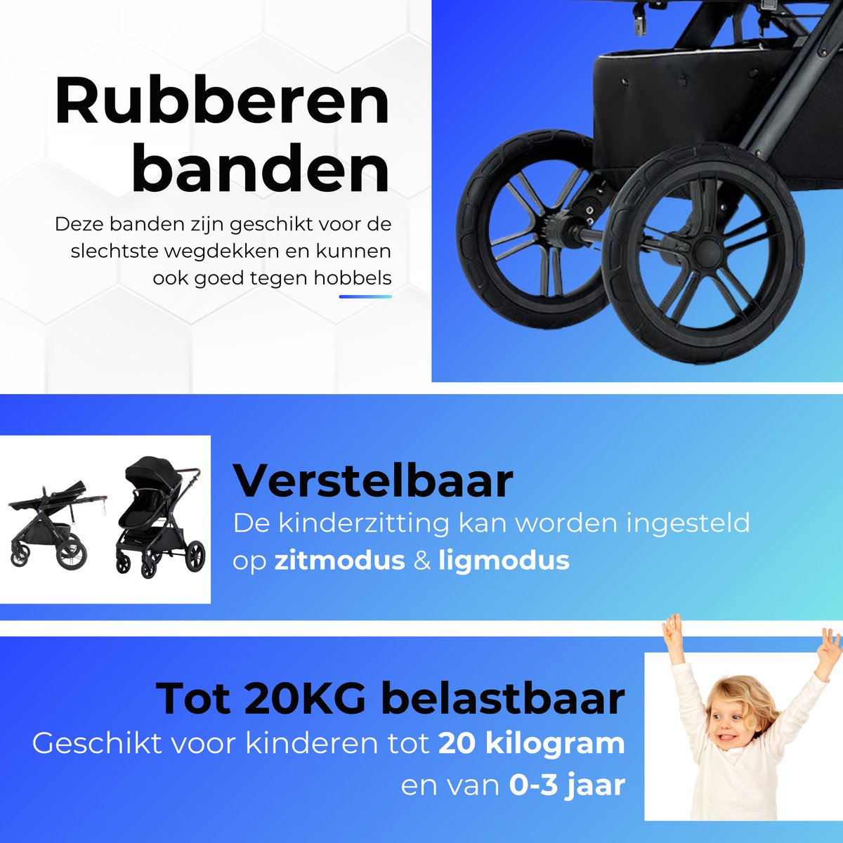 Lunola Mira X1 - Kinderwagen 3-in-1 - incl. autostoel - 0-20kg - XXL - Multifunctionele Buggy 3in1 - Grijs thumbnail 6