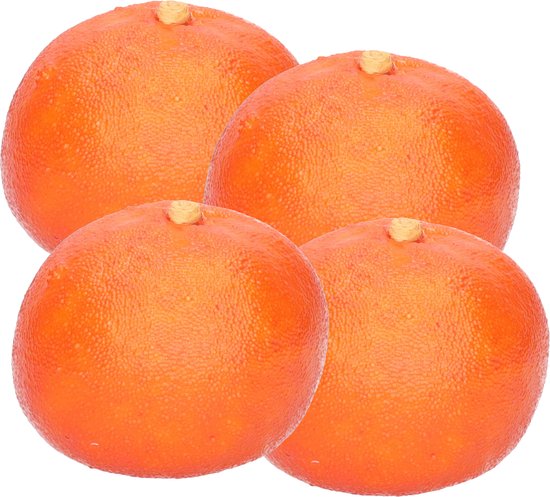 Esschert Design kunstfruit decofruit - 4x - mandarijn/mandarijnen - ongeveer 6 cm - oranje
