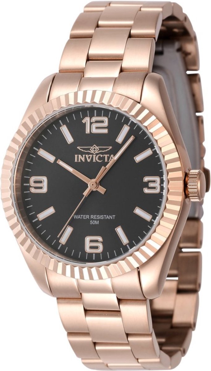 Invicta Specialty 47476 Dames Horloge - Waterdicht - Analoog - Quartz Uurwerk - Roestvrij Staal met zwarte Wijzerplaat - 36mm