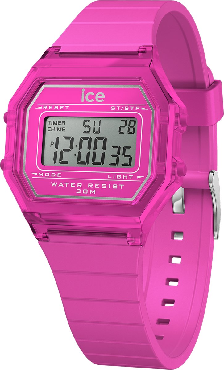 Ice Watch ICE digit retro - Neon pink - Clear 022887 Horloge - Siliconen - Roze - Ø 33 mm