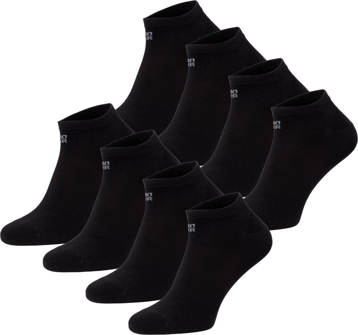 BOXR Underwear - Bamboe Sneaker Sokken - Bamboe Enkelsokken Dames & Heren - Zijdezacht - Thermo Control - Korte Sokken - 8 Paar - 39/42 - Zwart