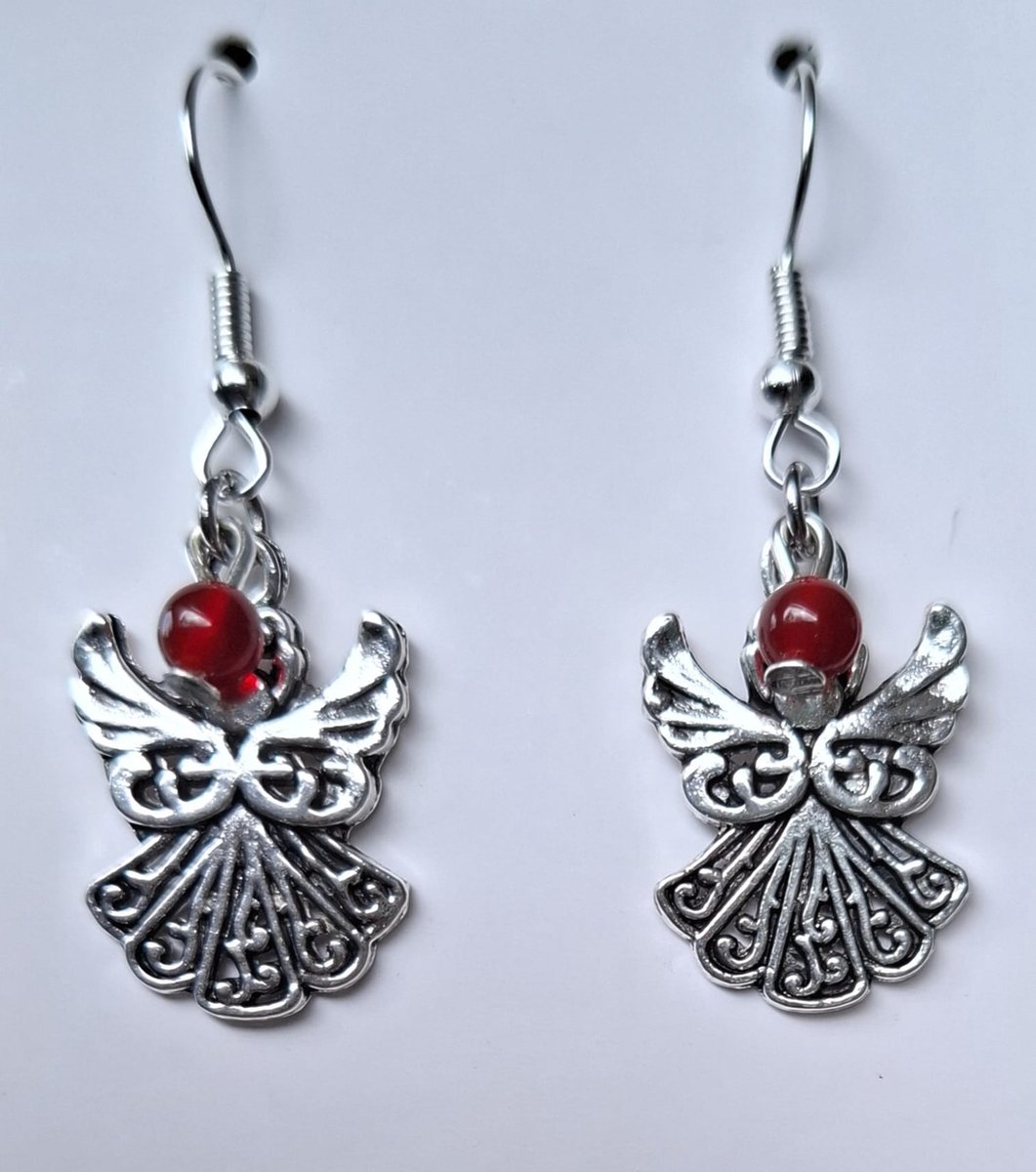 mineraalsteen Oorbellen "Carneool" Engelen rood