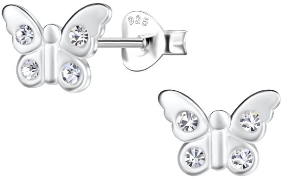 Joie|S - Boucles d'oreilles papillon en argent - 8 x 6 mm - cristal - argent sterling 925