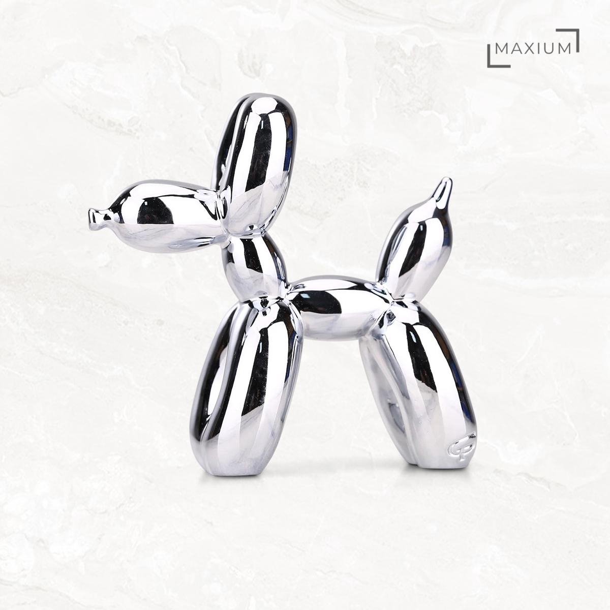 Maxium - Ballon Hond Beeldje - Zilver - 17x17x7 CM - Balloon dog - Kunst - Decoratie - Dieren - Beeld - Hond - home Design