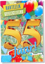 Hoera 55 Jaar! Luxe verjaardagskaart - 12x17cm - Gevouwen Wenskaart inclusief envelop - Leeftijdkaart