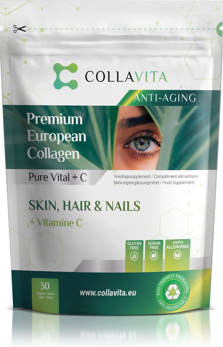 Goedkoopste Collavita Collageen Poeder - Super Geconcentreerd - Met Vitamine C - 100 Natuurlijk - Huid, Haar en Nagels