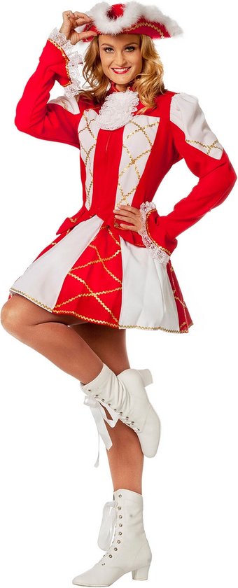 Wilbers & Wilbers - Dans & Entertainment Kostuum - Showmeisje Dansmarietje, Rood - Vrouw - Rood - Maat 44 - Carnavalskleding - Verkleedkleding
