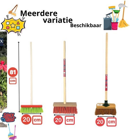 Synx Tools Kinderbezem Cocos set van 2 - Bezems - Buitenspeelgoed / Speelgoed incl. Steel 57cm - tuinierspeelgoed - Schepjes - Kinderen - Totale lengte 86 cm van Synx Tools — afbeelding 3