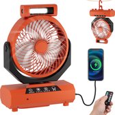 Camping Ventilator - Tent Ventilator - Draagbare Ventilator - Mini Ventilator - Tent Verlichting - Kleine Ventilator - Camping Verlichting & Powerbank - USB Oplaadbaar - LED Licht - Met afstandsbediening- Oranje