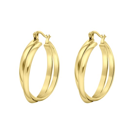 Lucardi Dames Goldplated oorbellen Zuria - Oorbellen - Cadeau voor vrouwen - Staal - Goudkleurig