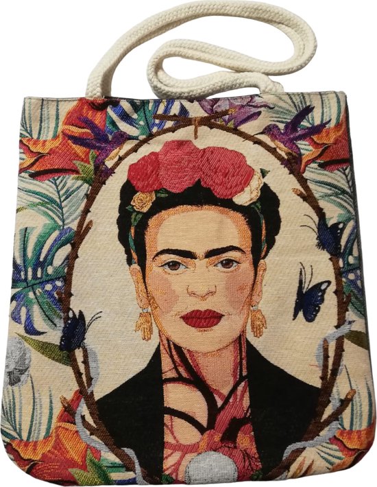 Sac bandoulière Frida Kahlo - Tissu Gobelin - 37 cm x 40,5 cm