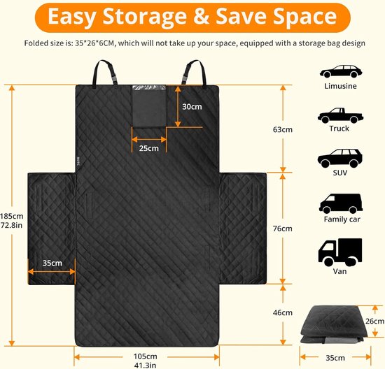 BOTC Couverture pour chien voiture - Housse de protection de coffre chien - Couverture pour chien coffre de voiture - Grijs