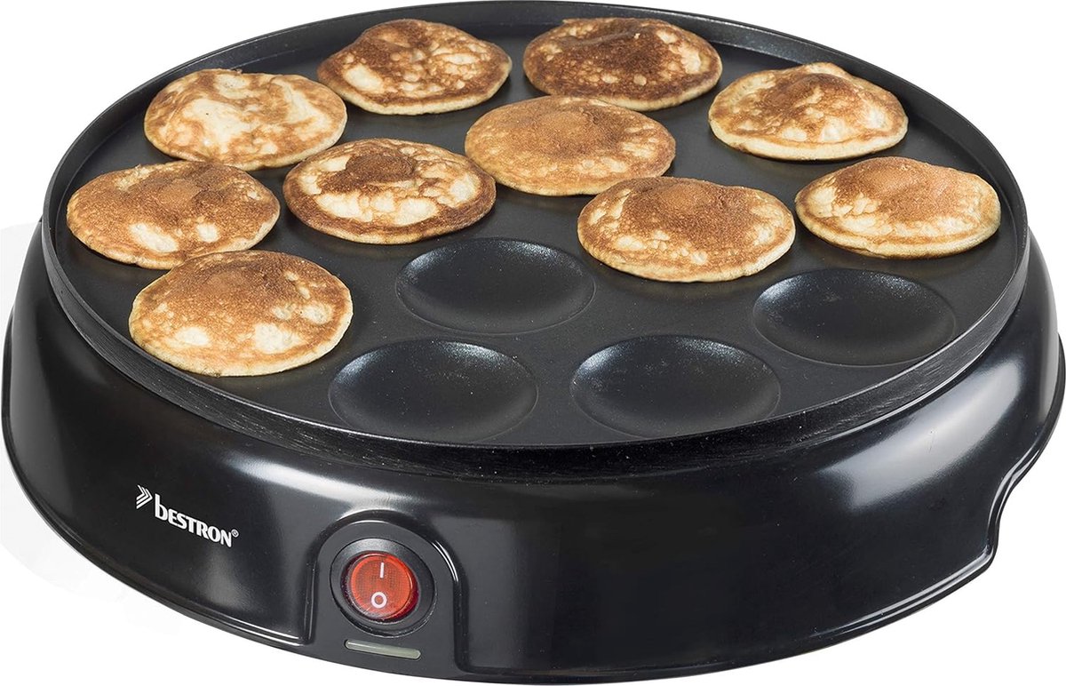 Poffertjespan poffertjes apparaat elektrische poffertjesplaat antiaanbaklaag 800W zwart