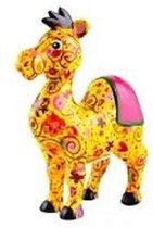 Pomme Pidou - Tirelire Vache Bella En Céramique Orange, Motifs Fleurs - 19x10x16.5 Cm