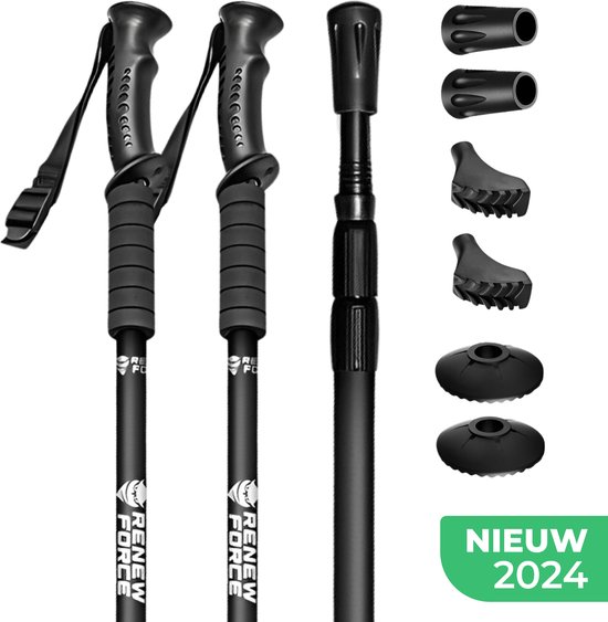 Foto: Ye nordic walking anti schock functie telescopisch verstelbaar 63 130 cm complete set zwart