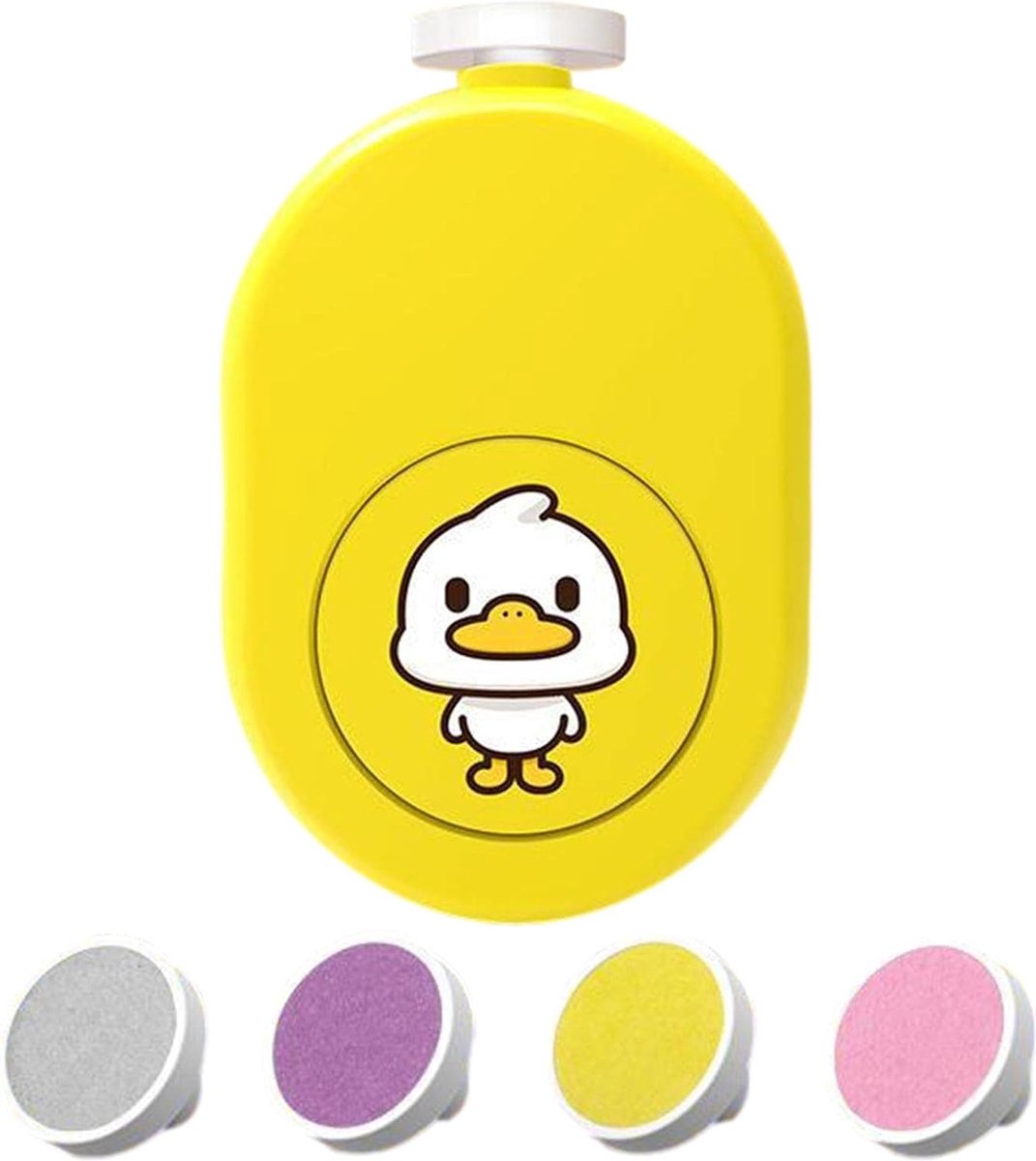 Elektrische Nagelvijl - Eend - Geel - Baby Nagelverzorging - Ook Voor Volwassenen - Veilig en Zacht voor Baby's - Inclusief 6 Diverse Vijl koppen incl. Polijstkop - Waterbestendig - Manicureset Baby - Baby Cadeau