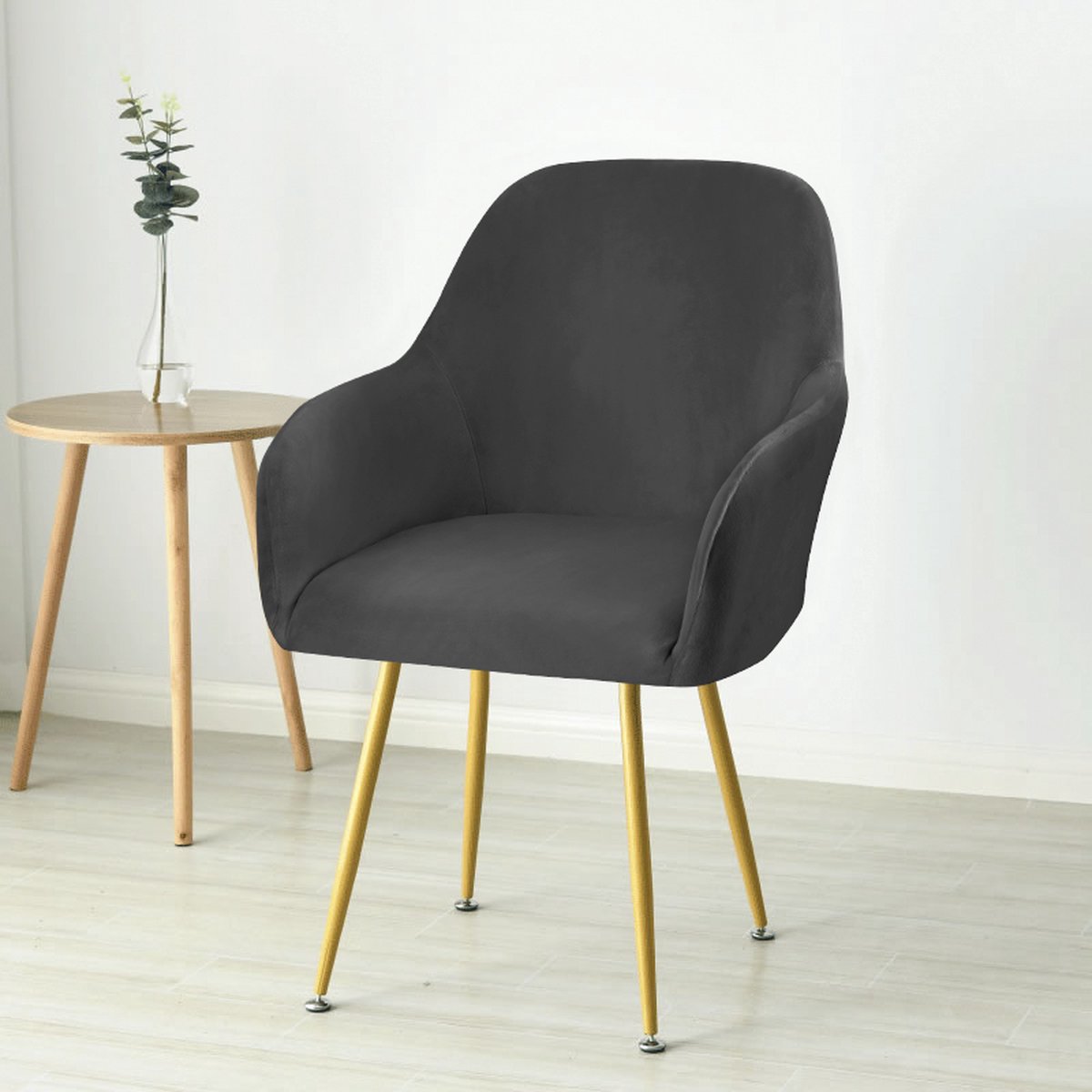 Covers by Ralfos* Stoelhoes eetkamerstoel kuip velvet Zwart | Verkrijgbaar per stuk, Set van 4, 6 en 8 - Volumekorting | Zacht velvet | Stoelhoes | Stoelhoezen eetkamerstoelen | Hoezen | Rekbaar, afneembaar, wasbaar en duurzaam | Moderne stoelhoezen
