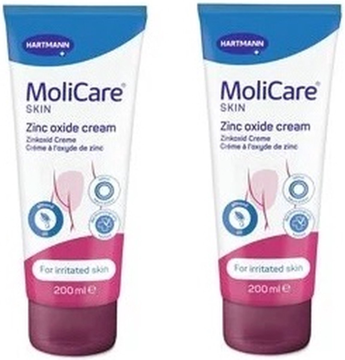 Goedkoopste 2 x Molicare Skin Zinc Oxide Cream (200ml) - Voordeelverpakking