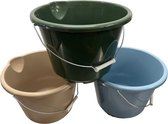 HL - Set 3x Pièces - Seau ménager - Nettoyage - Seau - Seaux - avec bec verseur - Bec verseur - anse - Anse - 12 litres - Plastique.