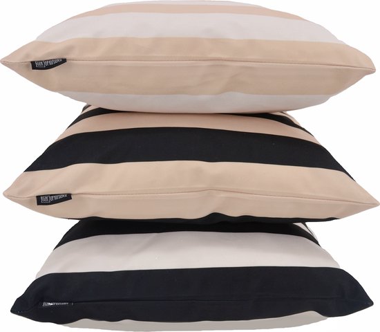 Housse de coussin rayé crème/beige | 45 x 45 cm | Coton / Polyester