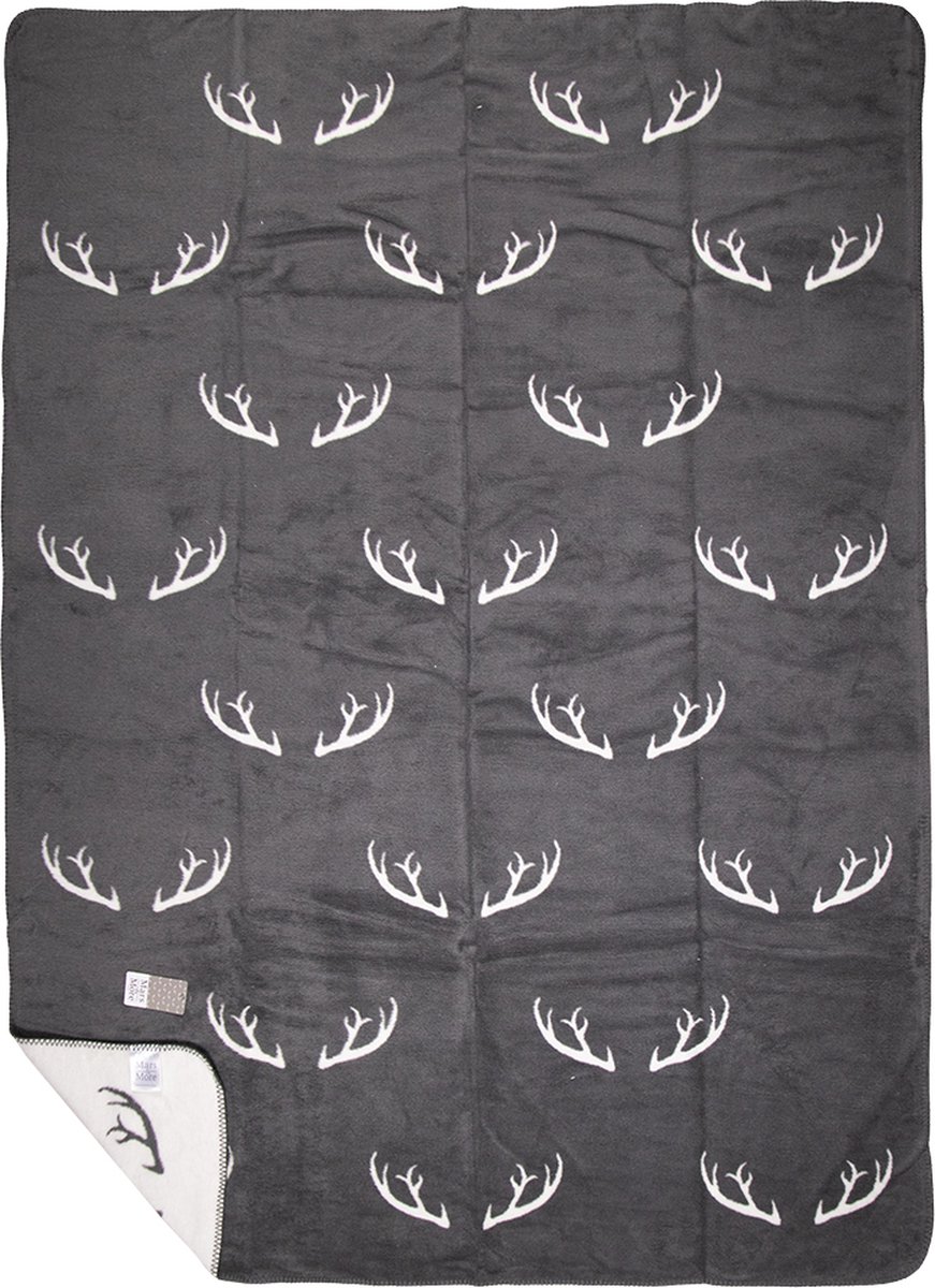 plaid gewei grijs xl 150x200cm