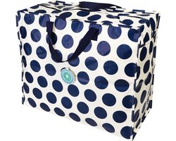 XXL tas / Jumbo shopper Spotlight navy on cream - Blauwe stip