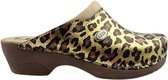 Dina Medische klompen - Werkklompen - Zorgklompen - PU klompen met kunststof zool - Ziekenhuis klompen - Unisex klompen - Panter/Leopard - maat 36